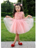 Pink Rosette Tulle Flower Girl Dress